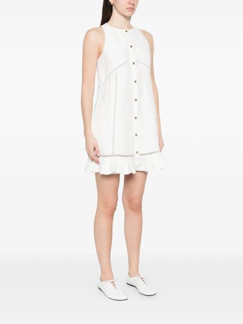 Maje embroidered ruffle-hem mini dress - White