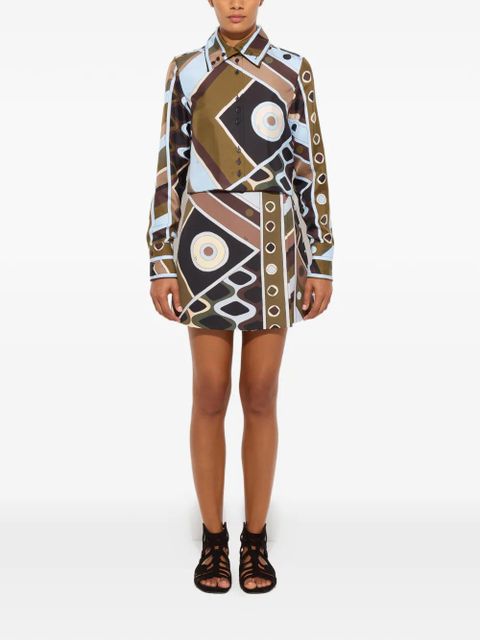 PUCCI Vivara-print silk crop shirt - Brown - zdjęcie produktu nr 2