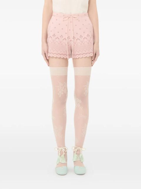 Valentino Garavani ruffle cotton ribbon shorts - Pink