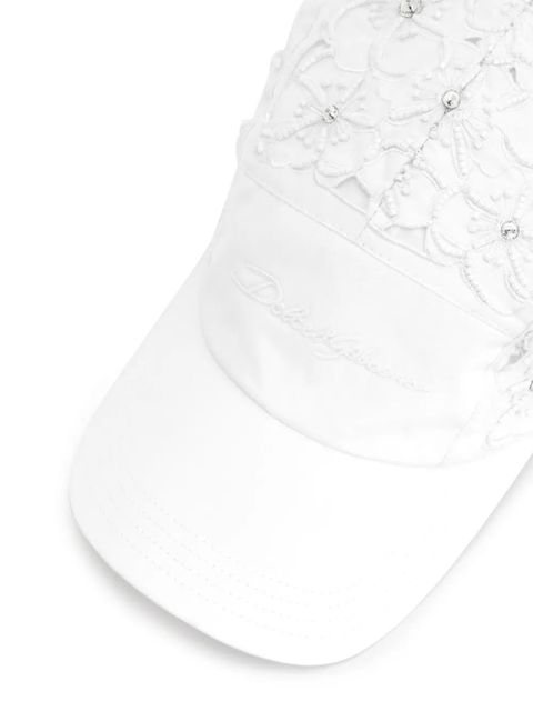 Dolce & Gabbana broderie-anglaise cotton cap - White