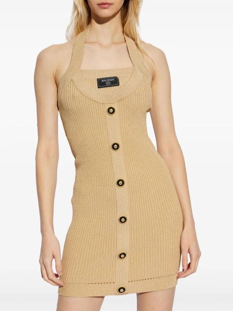 Balmain ribbed mini dress - Neutrals