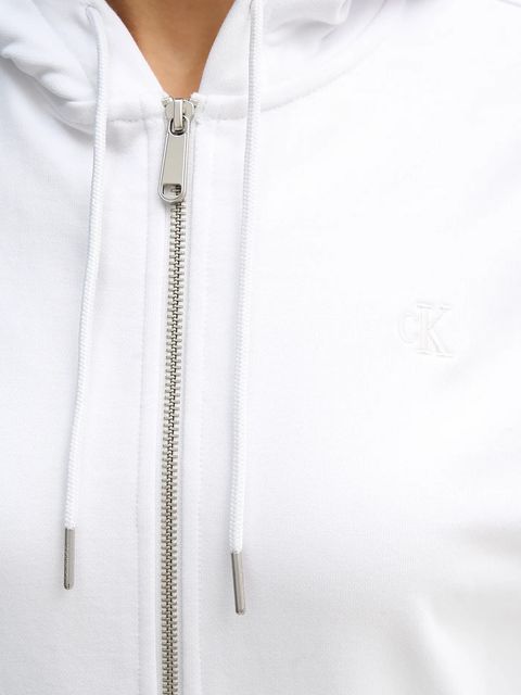 Calvin Klein Jeans bluza damska kolor biały z kapturem gładka LV047B237G