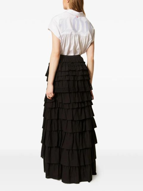 TWINSET ruffled lace skirt - Black