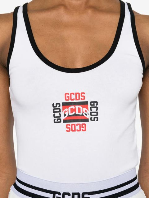 GCDS logo-print contrast-trim tank top - White