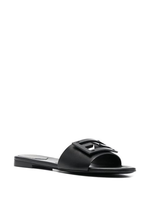FENDI Baguette leather slides - Black