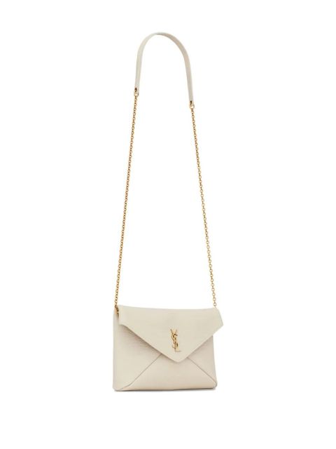 Saint Laurent Cassandre envelope chain crossbody bag - Neutrals