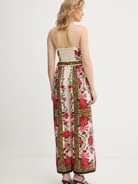 Farm Rio kombinezon lniany kolor beżowy z dekoltem w szpic 344883 - zdjęcie produktu nr 2