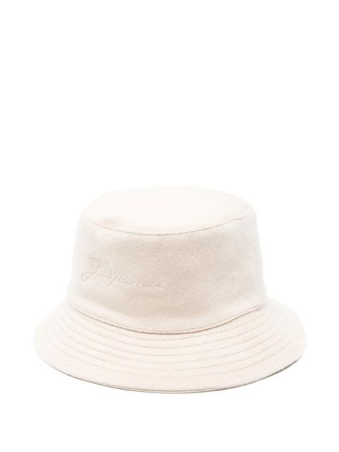Jacquemus embroidered-logo bucket hat - Neutrals - zdjęcie produktu nr 1