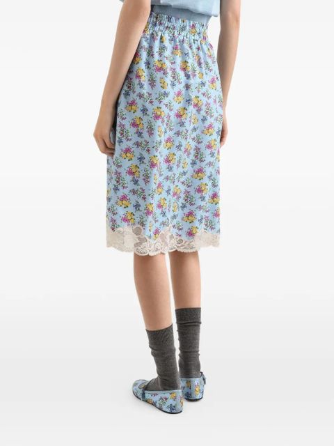 Dolce & Gabbana floral-print lace midi skirt - Blue