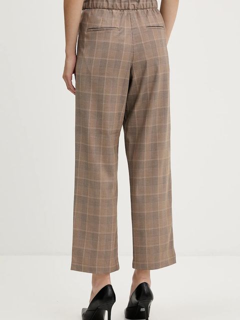 Sisley spodnie damskie kolor beżowy fason cygaretki high waist 4L0SLF07I