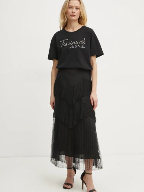 Twinset t-shirt bawełniany damski kolor czarny 251AP2162