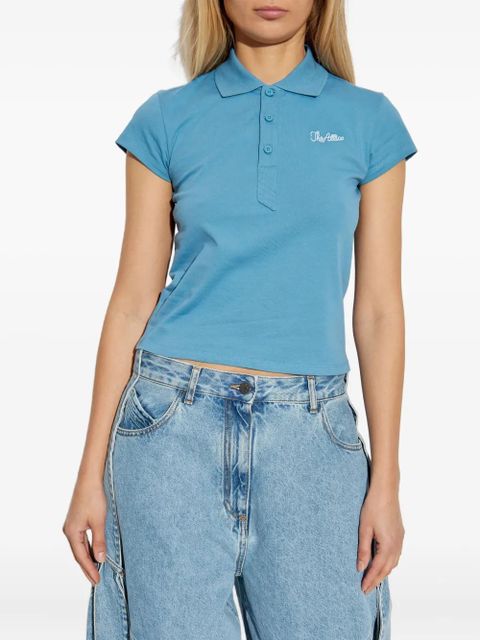 The Attico embroidered cotton polo shirt - Blue - zdjęcie produktu nr 2