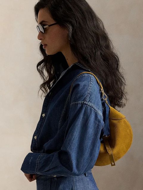 Polo Ralph Lauren torebka zamszowa kolor brązowy 428922880