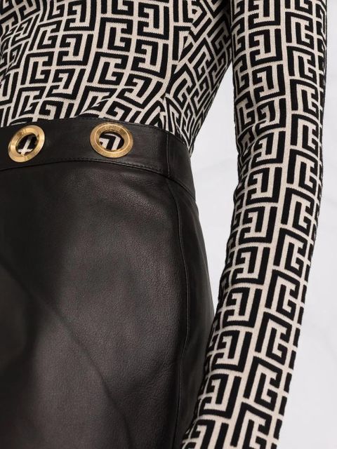 ETRO eyelet detail leather mini skirt - Black