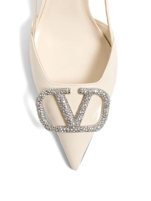 Valentino Garavani VLogo Signature slingback pumps in calfskin leather 80mm - White