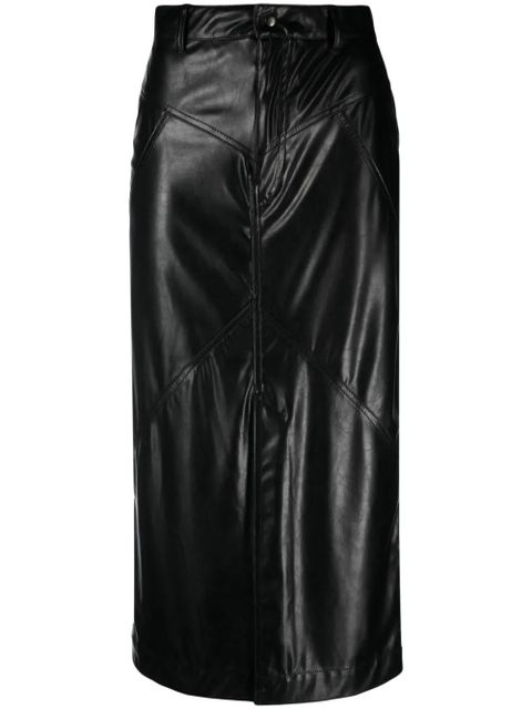 MARANT ÉTOILE Breanne faux-leather midi skirt - Black - zdjęcie produktu nr 1
