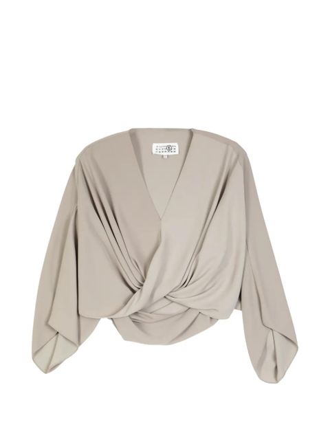 MM6 Maison Margiela V-neck blouse - Neutrals - zdjęcie produktu nr 1
