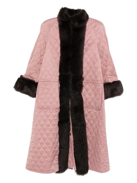 Chloé shearling-trim quilted coat - Pink - zdjęcie produktu nr 1
