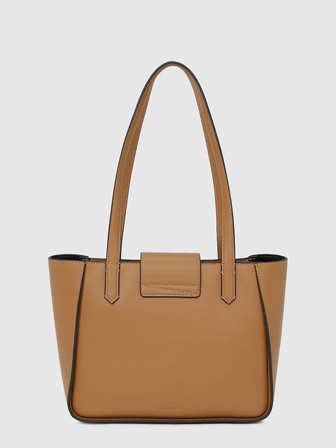 Karl Lagerfeld torebka skórzana K/SIGNATURE kolor brązowy A4W30066 - zdjęcie produktu nr 2