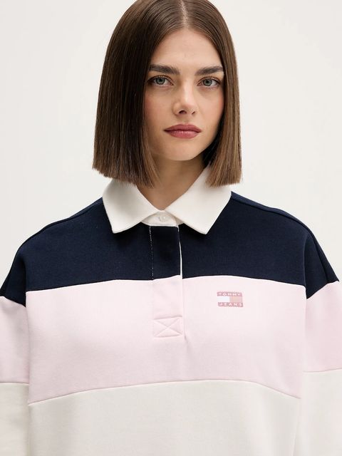 Tommy Jeans bluza bawełniana damska kolor różowy wzorzysta DW0DW21927