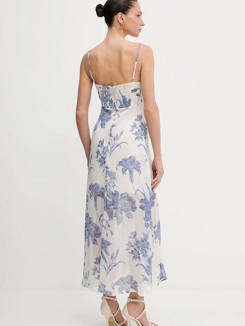 Guess sukienka ELLIE kolor beżowy maxi rozkloszowana W5GT0L WCWF2