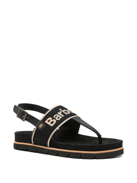 Barbour Lumley logo-embroidered slingback sandals - Black - zdjęcie produktu nr 2