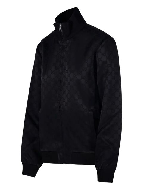 Gucci monogram-patterned zip-up sweatshirt - Black