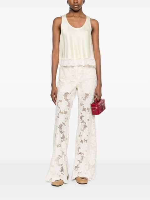 SANDRO floral-embroidered lace-detail trousers - Neutrals - zdjęcie produktu nr 2