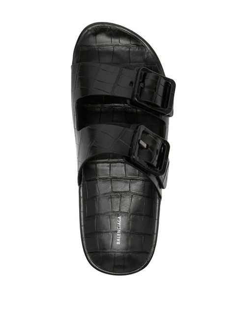 Balenciaga Mallorca crocodile-effect sandals - Black