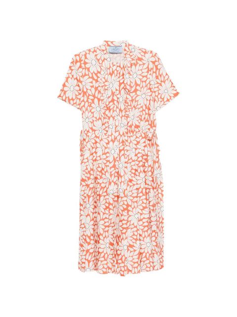 Prada floral-pattern midi dress - Orange - zdjęcie produktu nr 1