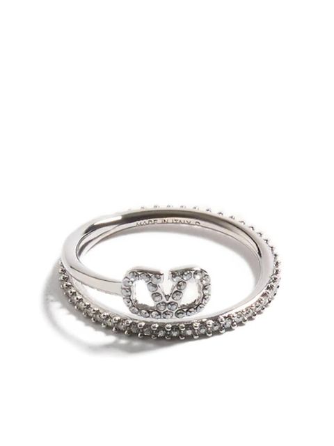 Valentino Garavani VLogo Signature crystal ring - Silver - zdjęcie produktu nr 1