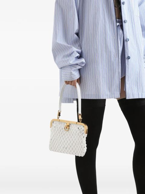 Dolce & Gabbana Amanda handbag in mesh and palmellato calfskin - White - zdjęcie produktu nr 2