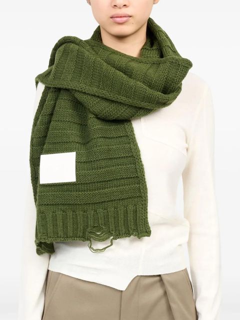 MM6 Maison Margiela logo-print knitted scarf - Green - zdjęcie produktu nr 2