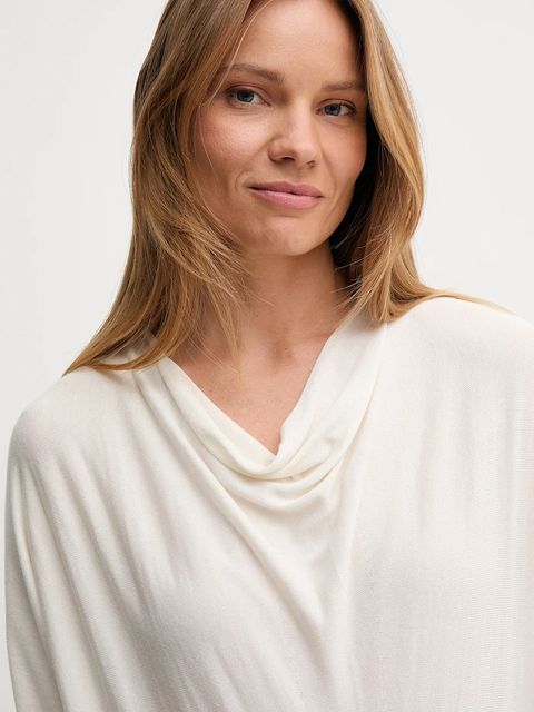 United Colors of Benetton sweter z jedwabiem damski kolor beżowy lekki 1ZRED10E8