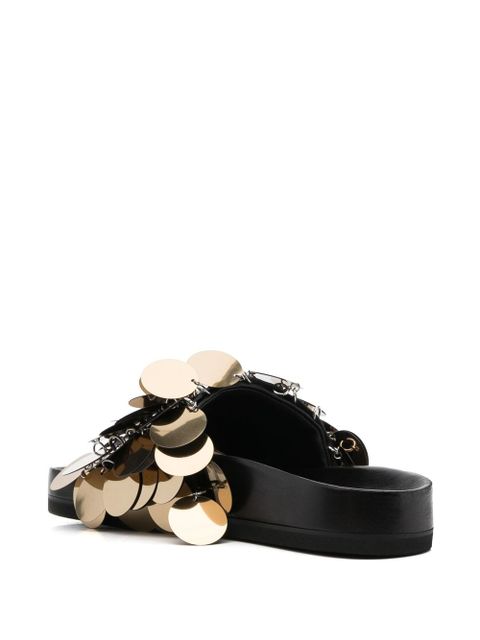 Rabanne sequin-embellished slides - Black