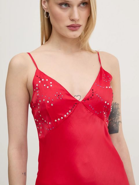 Never Fully Dressed sukienka Gem Rhea kolor czerwony maxi prosta NFDDR1852