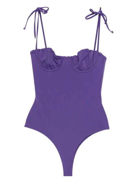 The Attico ruched-detailing tie-strap swimsuit - Purple - zdjęcie produktu nr 1