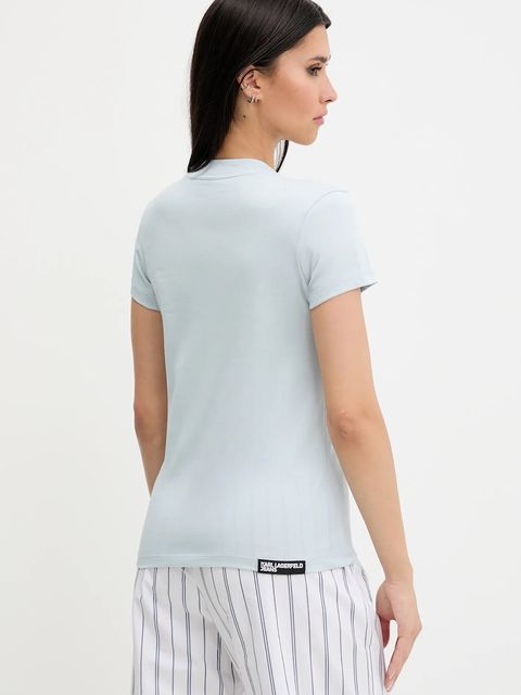Karl Lagerfeld Jeans t-shirt bawełniany damski kolor niebieski A1W17004