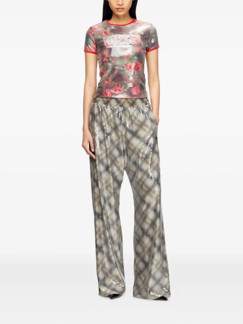 Diesel sequin floral T-UNKYEL t-shirt - Brown