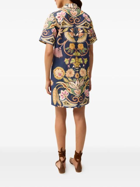 Marie Oliver Dede floral V-neck mini dress - Blue