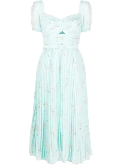 Self-Portrait floral-print chiffon midi dress - Blue - zdjęcie produktu nr 1