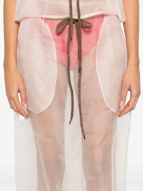 Simone Rocha sheer frayed column midi skirt - Pink