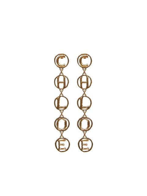 Chloé hammered-texture letters earrings - Gold