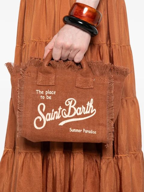 MC2 Saint Barth mini Vanity linen frayed shoulder bag - Brown - zdjęcie produktu nr 2