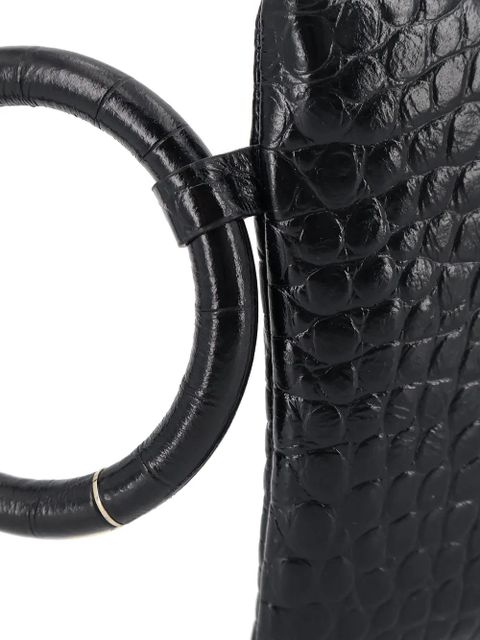 TOM FORD crocodile-effect ring-handle clutch bag - Black