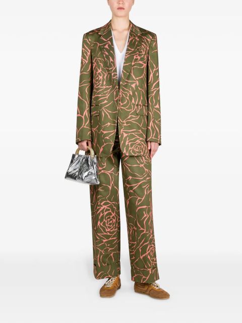 DRIES VAN NOTEN cuffed floral pants - Green - zdjęcie produktu nr 2
