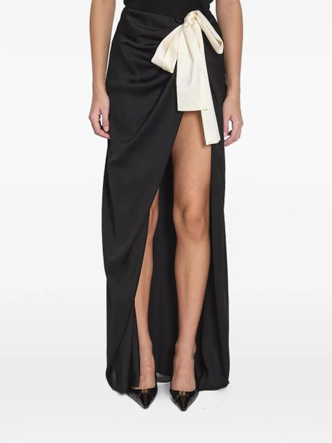 Saint Laurent draped bow silk maxi skirt - Black - zdjęcie produktu nr 1