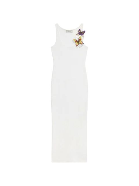 Blumarine butterfly-appliqué midi dress - White - zdjęcie produktu nr 1