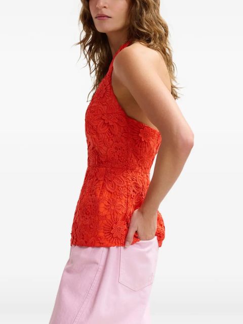Essentiel Antwerp halterneck floral-lace top - Orange