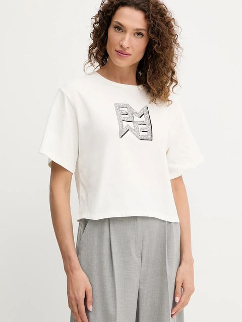 Marella t-shirt bawełniany Emme by Marella damski kolor beżowy 2525976021200 - zdjęcie produktu nr 1